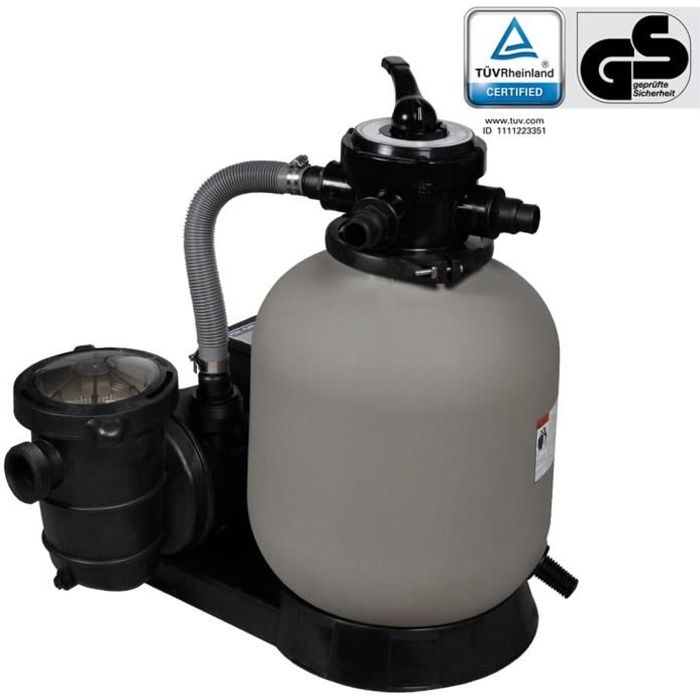 Filtre à Sable Piscine Wiltec - 60x33 Cm - 5 Fonctions Dont Rinçage - Jusqu'à 35m³