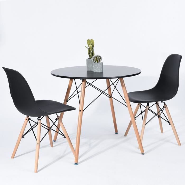 Table A Manger Ronde Table De Cuisine Noire Design En Mdf 80 X 80