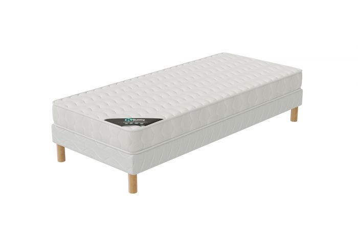 Ensemble Sommier + Matelas - 90x190 - H15cm - Sommier tapissier et Matelas en Mousse - Accueil Equilibré - ELITE - CONFORT