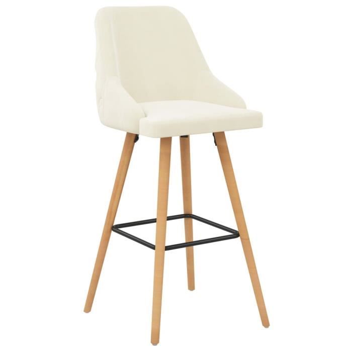 Tabourets de bar Chaise de bar - Fauteuil de bar Style Scandinave Crème Velours - Lot de 2
