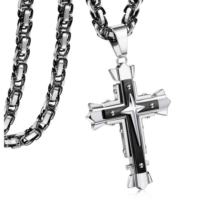 Pendentif homme croix acier inoxydable Clearance