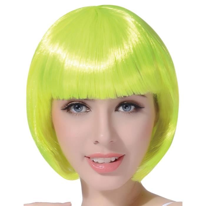Perruque top jaune fluo
