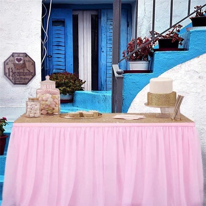 Nappe Rose Tulle Table Jupe Arc Nappe Ballet Jupe Nappe Robe Robe de Noce BeBe BapteMe de NoeL Anniversaire FeTe DeCoration de Tab Cdiscount Maison