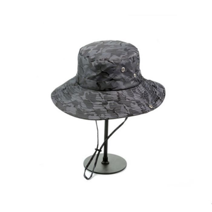 Chapeau large pare-soleil imperméable respirant tout autour du seau de protection casquette de pêche alpinisme vélo chasse, Bleu marine