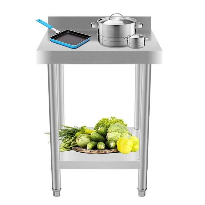 Plan de travail de cuisine en inox Bc-elec WT2424B avec rebord 60x60cm