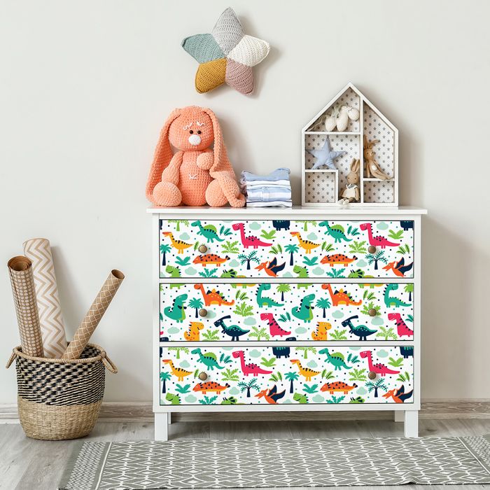 Sticker meuble - AMBIANCE STICKER - Dinosaures des tropiques - 60 x 90 cm - Intérieur - Mixte