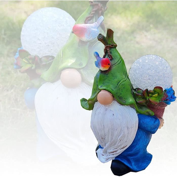 18Cm Deco Jardin Exterieur,Résine Statue Jardin,Étanche Lumière Solaire Deco Exterieur Jardin