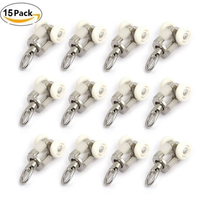 15x Rouleaux De Rail De Rideaux Twin Roulettes Transporteurs Rail Coulissant Glider Poulie Silencieuse Pour Rideau De Douche Piste Achat Vente Support Tringle Soldes Cdiscount