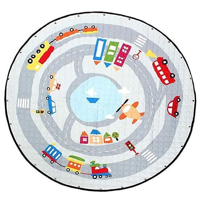 Trentonsmilesdental Ca Tapis D Eveil Jouet Pour Bebe Tapis De Stockage Rond De Tapis Rampants Portatifs Avec Le Cordon Bebe Puericulture Tapis