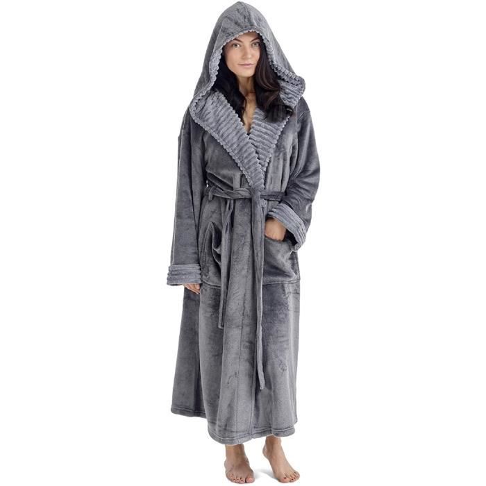Robe de Chambre Femme Peignoir Femme Polaire a Capuche 508 Cdiscount Maison