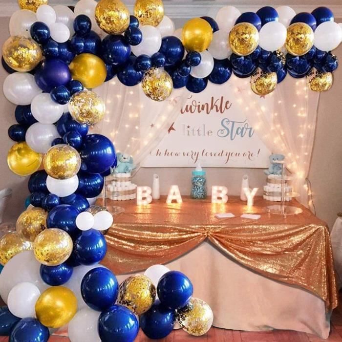 Aperil Decoration Fete Anniversaire Bleu Ballons Bleu Marine Decorations De Fete Arc Et Guirlande Kit Ballons Confettis Confettis Or Cdiscount Maison