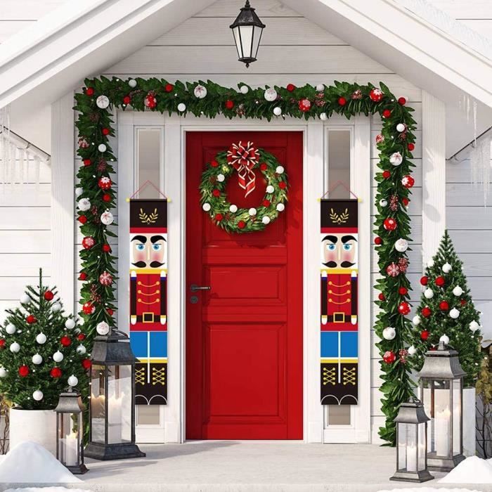 Bannière De Porte Casse-noisette De Noël Pour Porche, Figurines Extérieures, Modèle Soldat Taille Réelle, Bannière De Soldat Casse-noisette Pour Mur, Porte D'entrée, Décoration De Noël Extérieure