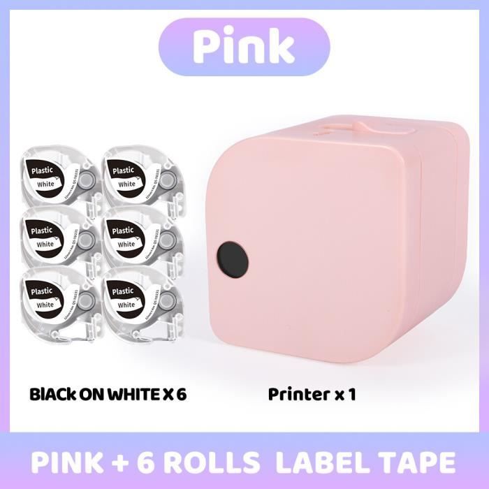 Lot De 5 Rubans D'étiquettes Phomemo P12/P12-Pro - 12mm X 4m, Noir Sur Blanc, Plastique Imperméable