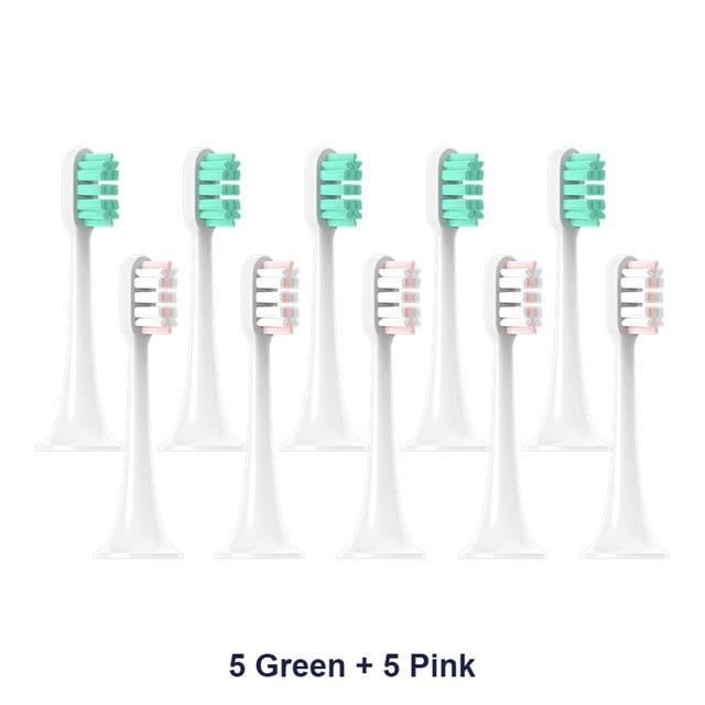 Lot De 10 Têtes De Brosse à Dents Mitimi S2 - Noires Et Blanches, Remplacement Sonique