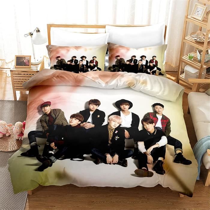 Ensemble De Literie - BTS Bangtan Boys - Housse De Couette Et Taie doreiller - Impression en 3D - Multicolore