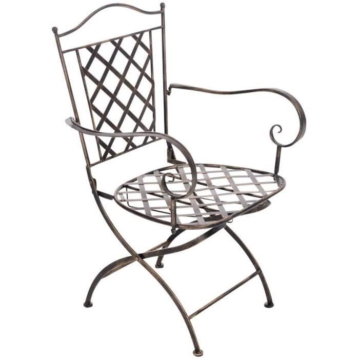 Chaise De Jardin en Fer Forgé Adara I Chaise De Jardin Pliable I Design Antique avec Accoudoirs I Hauteur De l'Assise Couleur:Blanc 43 cm 