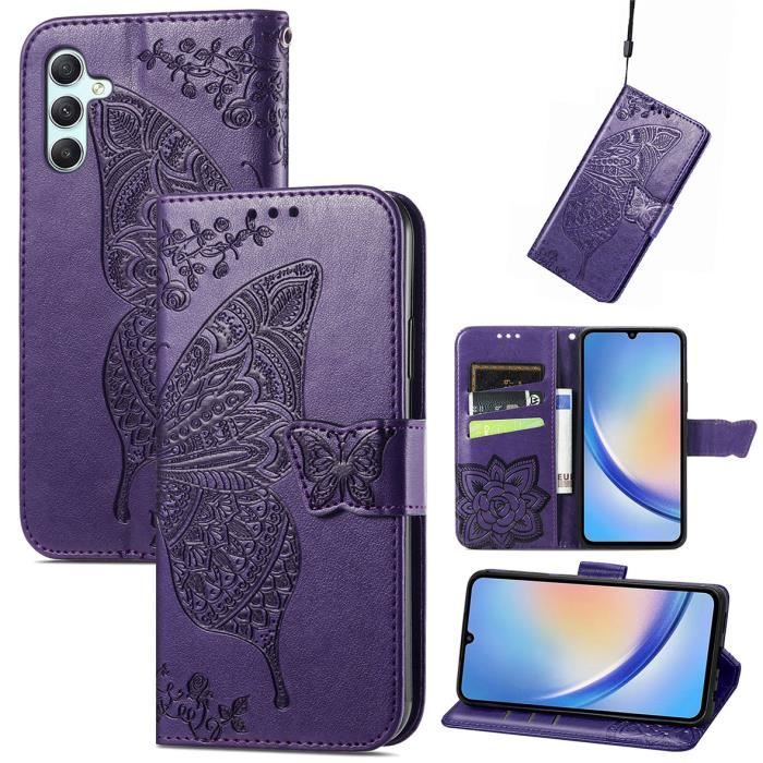 Étui Portefeuille Zanae Galaxy A34 5G Fushia