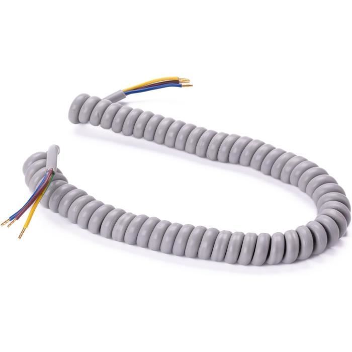Câble Spiralé À 3 Fils - Rallonge Électrique - Câble D'Éclairage - Gris ...
