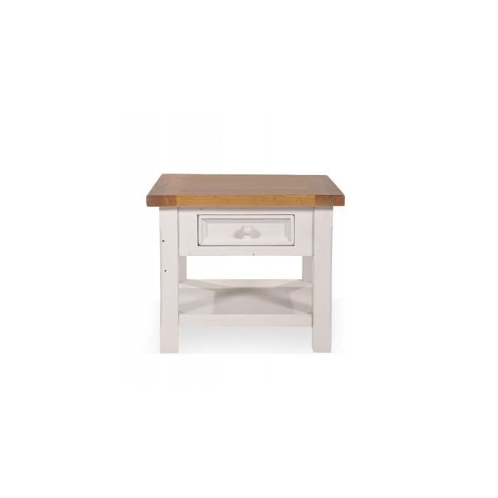 table de chevet - decoration d'autrefois - bois blanc - 1 tiroir - style campagne