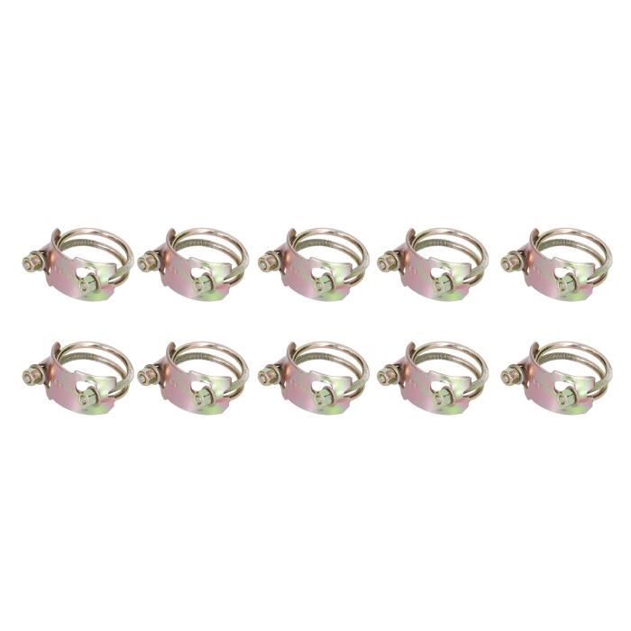 10 Colliers De Serrage Double Fil Réglables – Pour Tuyaux Eau, Plomberie, Auto (tailles 13-100 Mm)