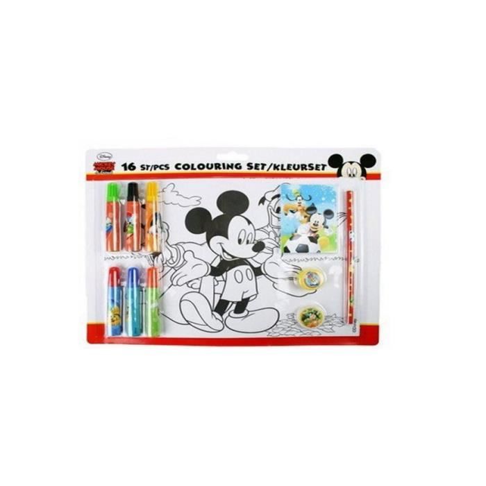 Kit Coloriage 16 Pcs Feutres Feuilles Crayon Mickey