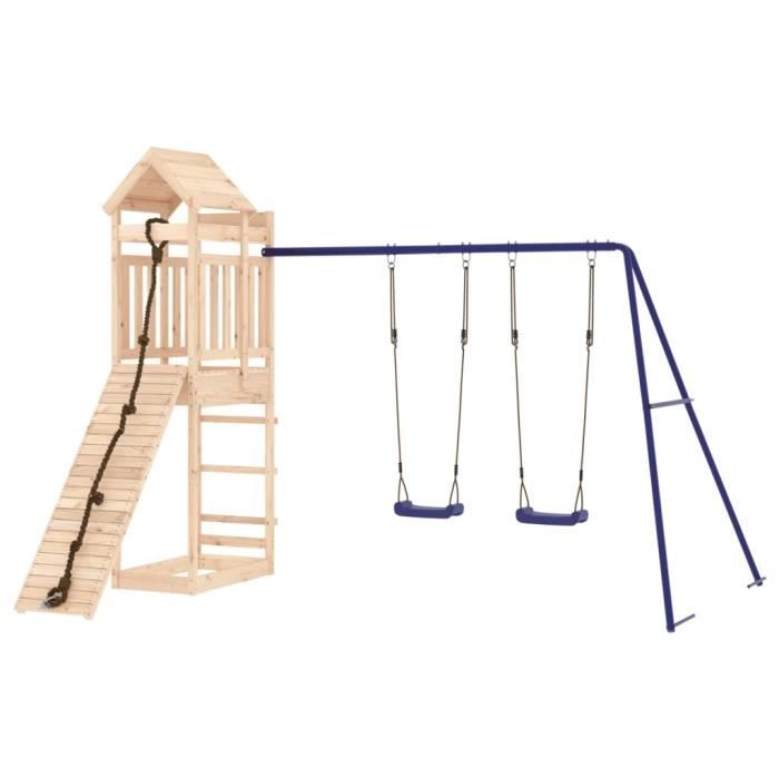 VidaXL Aire de jeux d'extérieur bois de pin massif, ensemble de jeu
