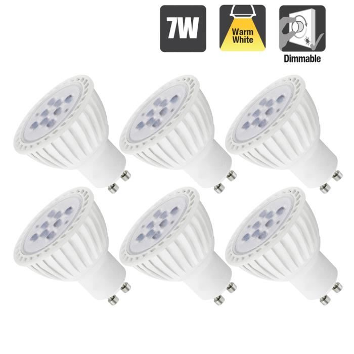 Lampes Ampoule Spot LED GU10 Dimmable 7W Blanc Chaud 3000K Haute