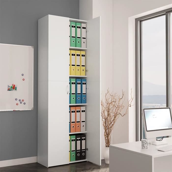 armoire de bureau fdit blanc 60 x 32 x 190 cm - meuble de bureau contemporain