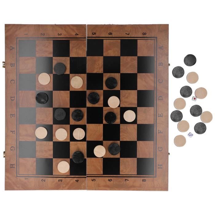 Boitier 3 en 1 : Échecs dames et Backgammon Boitier 3 en 1 : Échecs dames et Backgammon