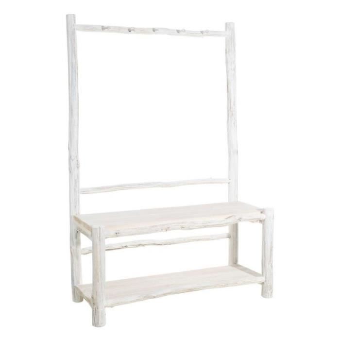 Banc Porte Manteaux En Bois Blanc Lorenzo L 100 X L 41 X H 150 Achat Vente Banc D Exterieur Banc Porte Manteaux En Bois Cdiscount