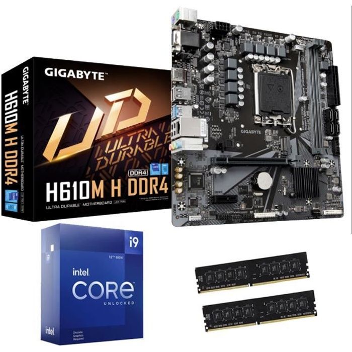 Kit Upgrade évolution PC 12ème Génération - Carte mère Gigabyte + Processeur Intel Core i9 + 16 Gigas RAM *livré assemblé testé*