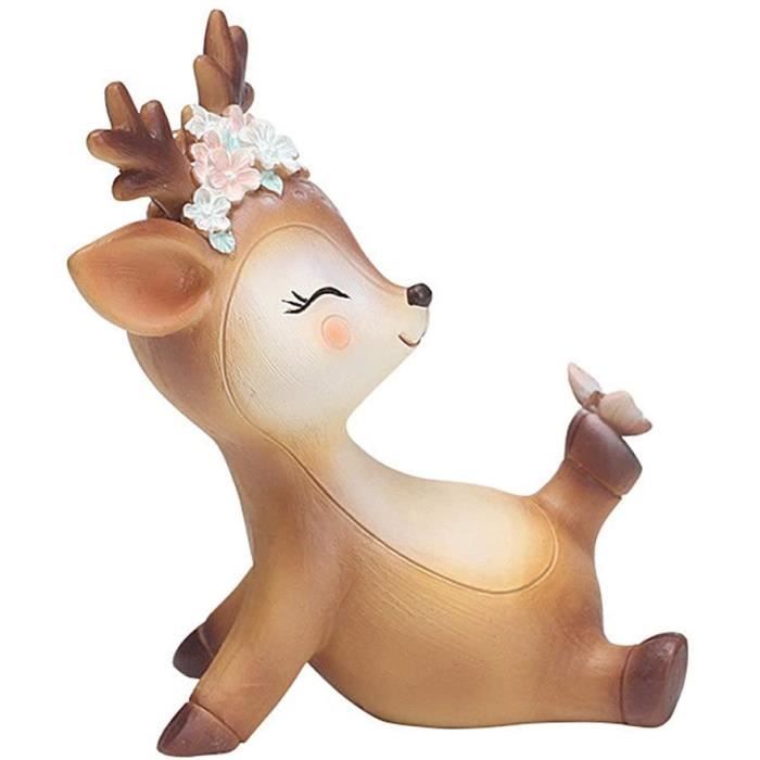COMTERVI Figurine Faon Figurines Animaux Ornements décoratifs Figurine cerf Faon Miniature 3D Bambi 