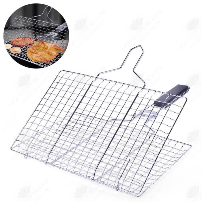 Grille De Rôtissage Acier Inoxydable 48x30 Cm - Lot De 2, Pour Barbecue, Légumes, Viande, Portable