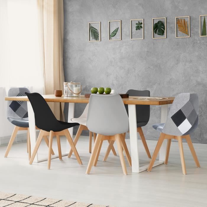 Lot de 6 chaises scandinaves SARA mix color gris foncé x2, terracotta x2,  beige x2 - Achat & prix