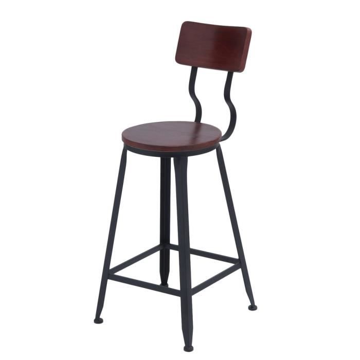 Tabouret De Bar Avec Un Dossier Style Industriel 4 Pieds Chaise