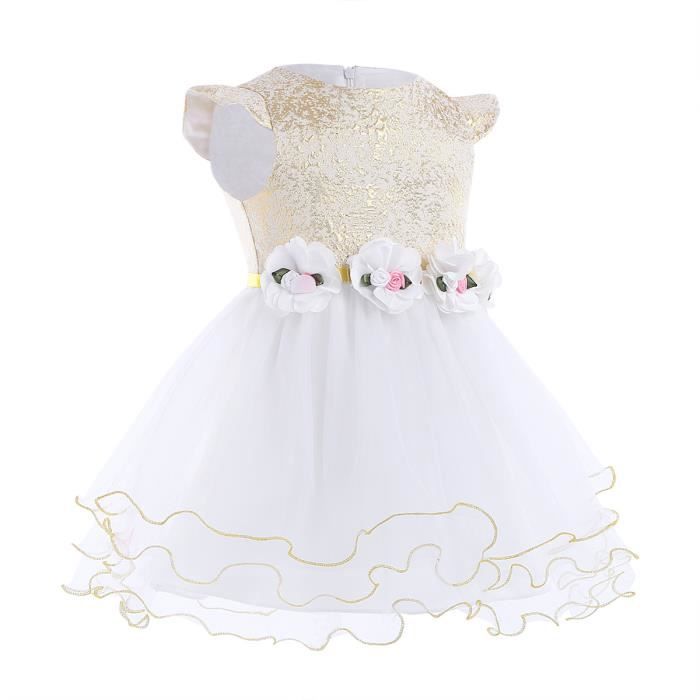 Robe Fille Bebe Robe Fleur Fee Princesse Elegant Robe Fete D Anniversaire Pour 3 24 Mois 3d Fleur Jupe Blanc Achat Vente Robe Cdiscount