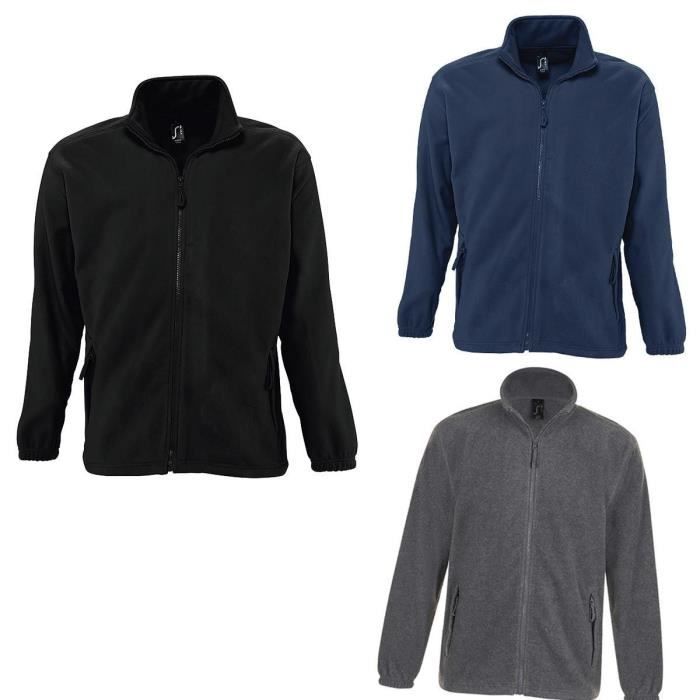 Lot 3 gilets polaires zippés homme - noir gris et bleu marine Lot 3 gilets polaires zippés homme - noir gris et bleu marine