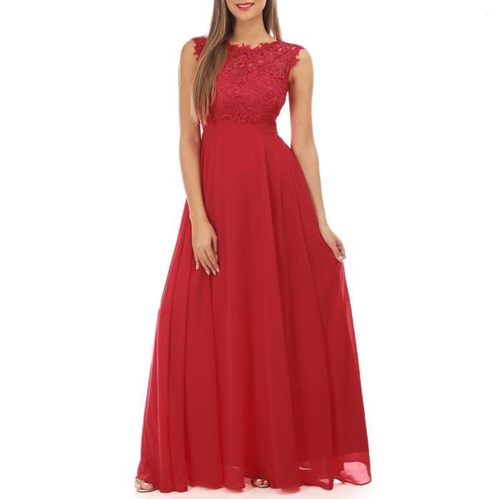 robe longue rouge à dentelle