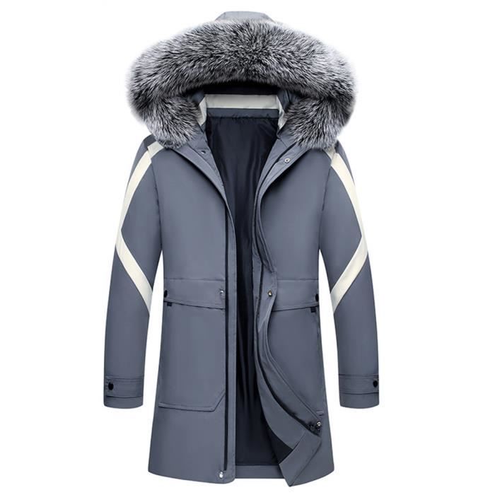 Manteau long en duvet pour homme Parkas d'hiver épais chaud coupe