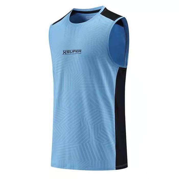 Débardeur Homme Sport INSFITY - Sans Manches Col Rond Respirant Séchage  Rapide pour Fitness Running - Bleu