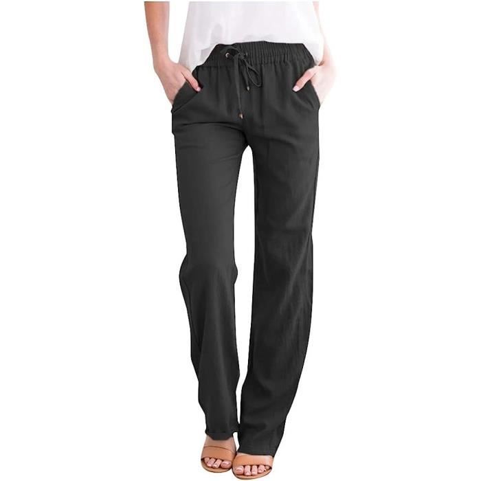Pantalon lin sales femme taille élastiquée