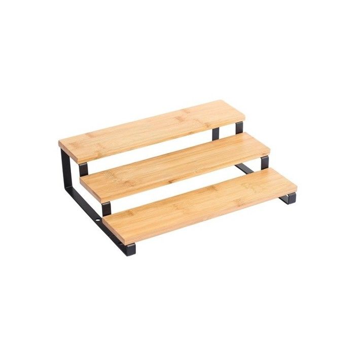Étagère De Cuisine Industrielle En Bambou Et Acier - 120 Cm De Haut - Design Moderne Pour Rangement Et Décoration (Noir Mat) - 13