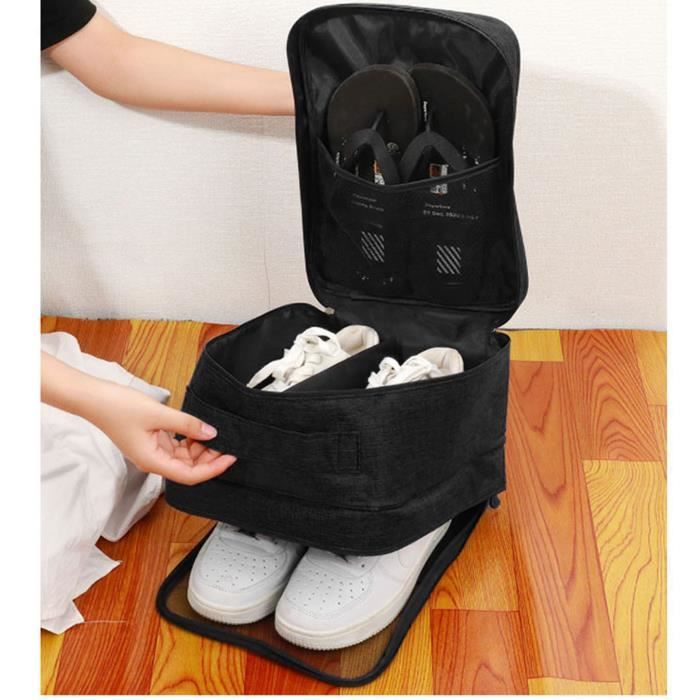 Sac De Voyage Pour Chaussures Wenko - 3 Compartiments Transparents, Lavable | 36.5x36.5x14.5cm, Noir