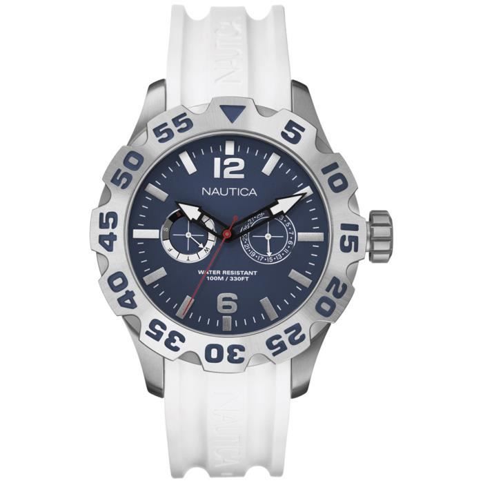 Montre homme NAUTICA BFD A16616G. Sport. Date. 100. Bleu. Gris. Blanc. Rond. Quartz. Analogique. Caoutchouc. Acier inoxydable. Boucl Montre homme NAUTICA BFD A16616G. Sport. Date. 100. Bleu. Gris. Blanc. Rond. Quartz. Analogique. Caoutchouc. Acier inoxydable. Boucl