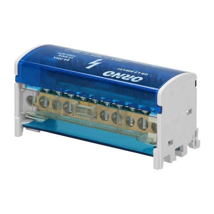 Bloc Distribution - Orno - LZ-8201/11 - 80-500 A - Rail DIN - 11 fils de connexion