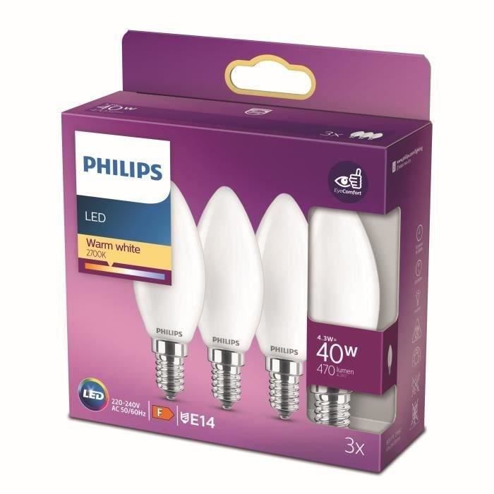 Philips Lot de 3 ampoules LED E14 flamme - vue 6