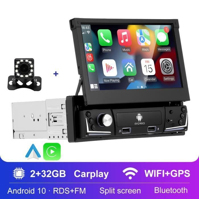 Autoradio GPS Android 10.0 1 Din 7 Ecran Retractable 2G 32G WiFi Bluetooth CarPlay et Android Auto sans fil RDS FM AUX avec Cdiscount Auto