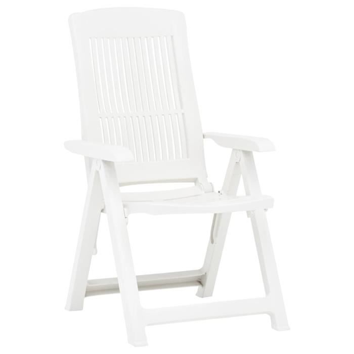 chaises inclinables de jardin 2 pcs lit- pwshymi - simplicitate - blanc - plastique - 60 x 61 x 109 cm