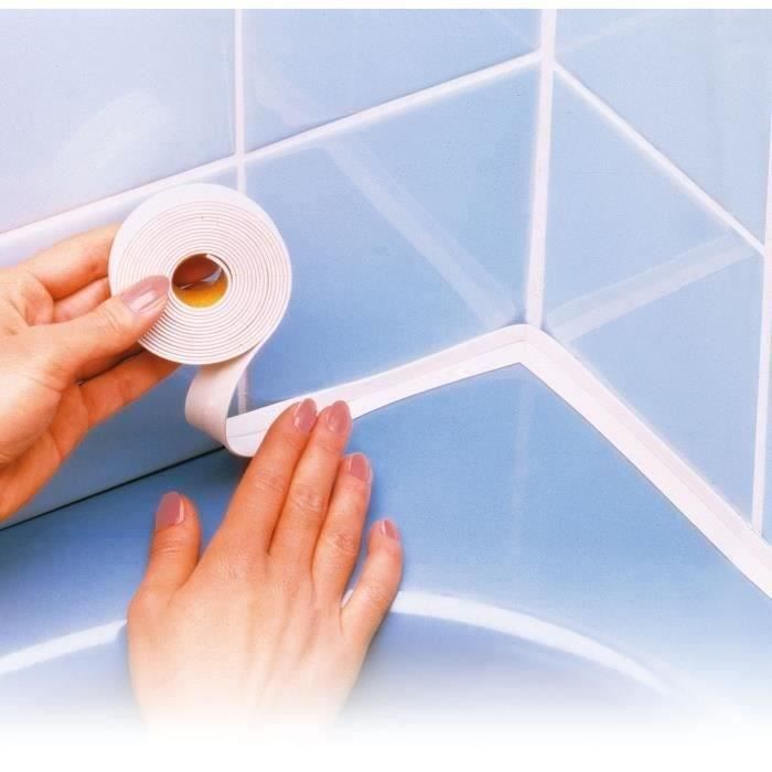 RAYEN Joint d'étanchéité préformé salle de bains 3 m x 30 mm - Blanc