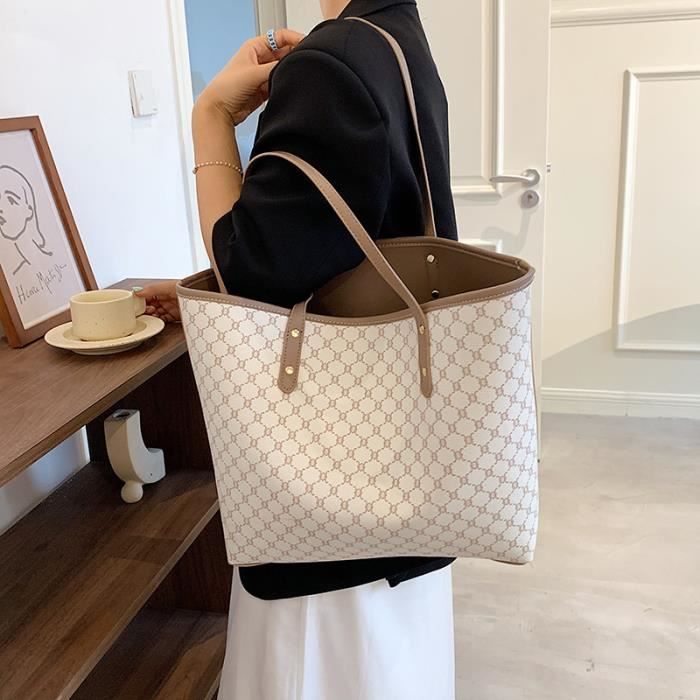 Sac à Main Femme Élégant Mabecol - Grand Tote PU Avec Écharpe Et Pochette Amovible